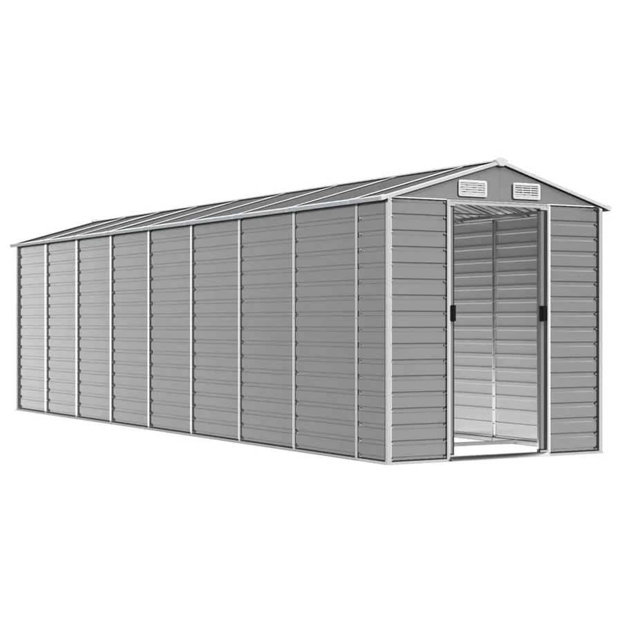 Abri de jardin gris clair 191 x 725 x 198 cm en acier galvanisé - 3