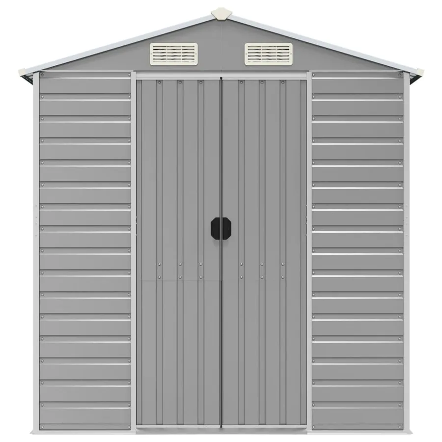 Abri de jardin gris clair 191 x 725 x 198 cm en acier galvanisé - 4