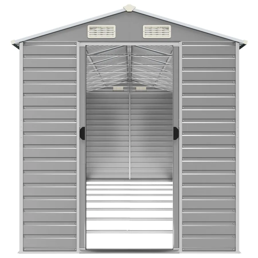 Abri de jardin gris clair 191 x 725 x 198 cm en acier galvanisé - 5