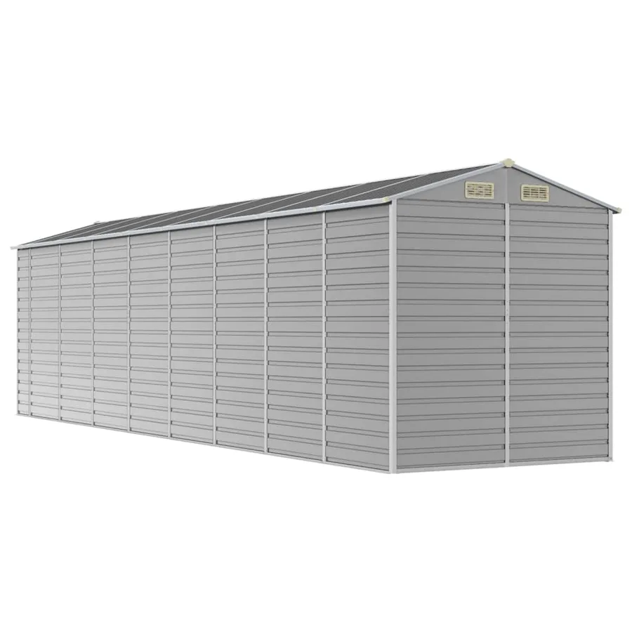 Abri de jardin gris clair 191 x 725 x 198 cm en acier galvanisé - 7