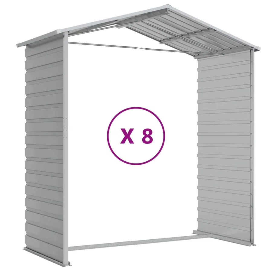 Abri de jardin gris clair 191 x 725 x 198 cm en acier galvanisé - 9