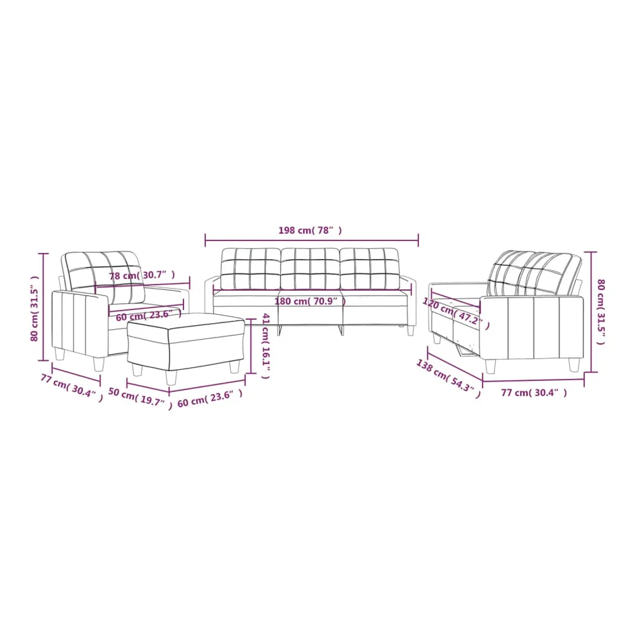 Ensemble de canapés 4 pcs avec coussins Noir Similicuir - 10