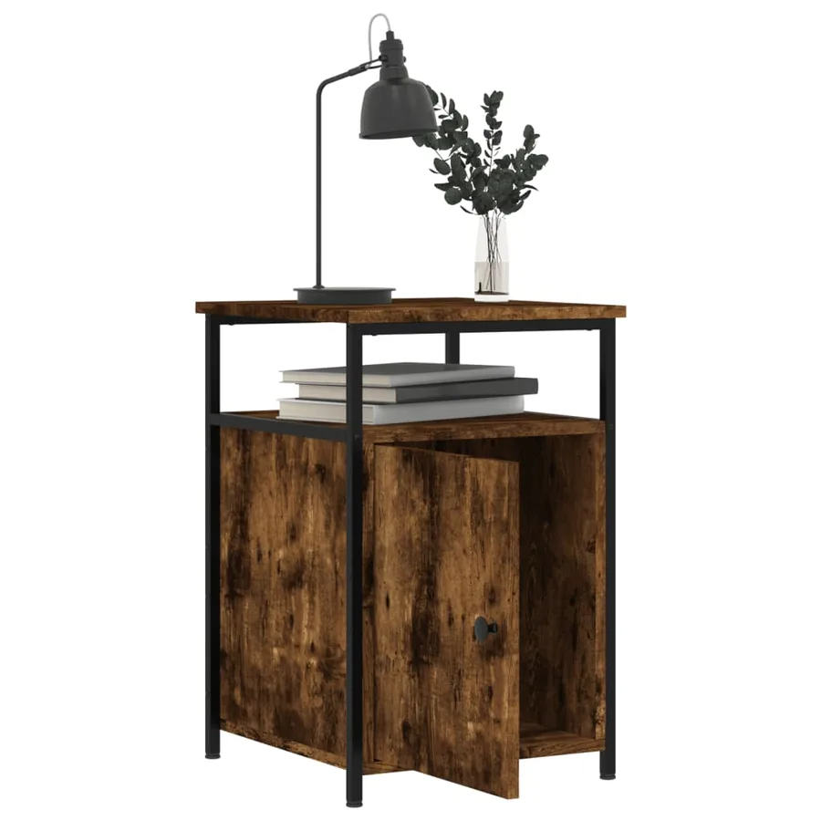 Table de chevet chêne fumé 40x42x60 cm bois d'ingénierie - 4
