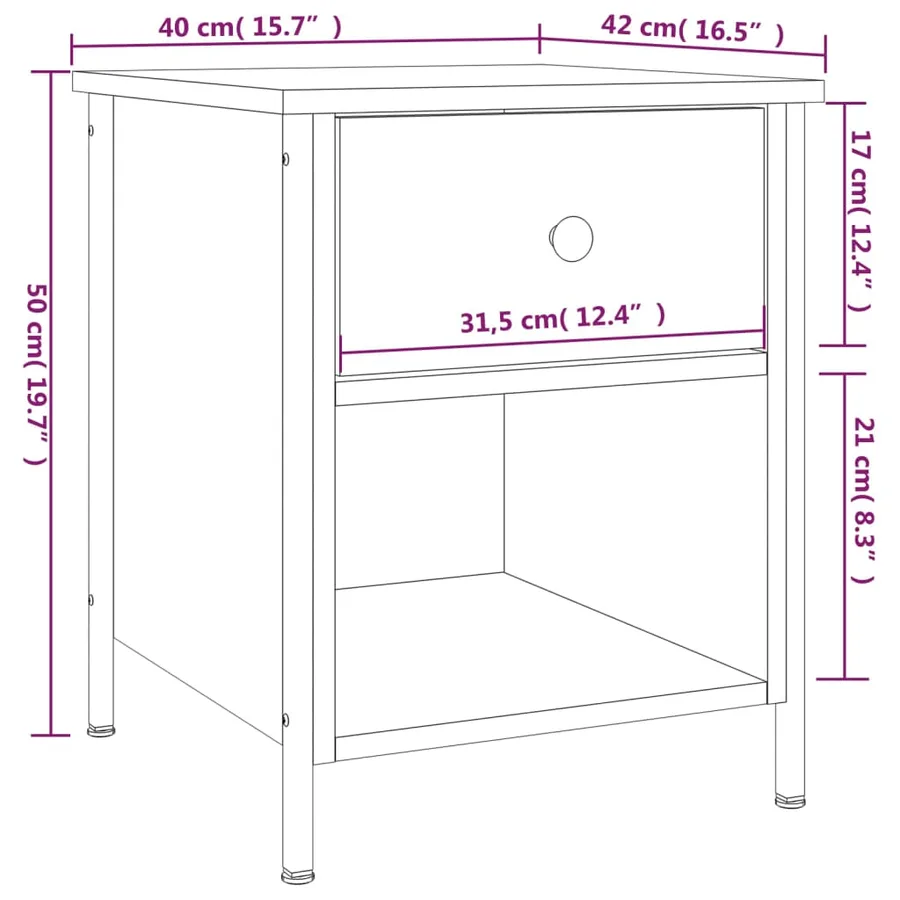 Tables de chevet 2 pcs chêne fumé 40x42x50 cm bois ingénierie - 12