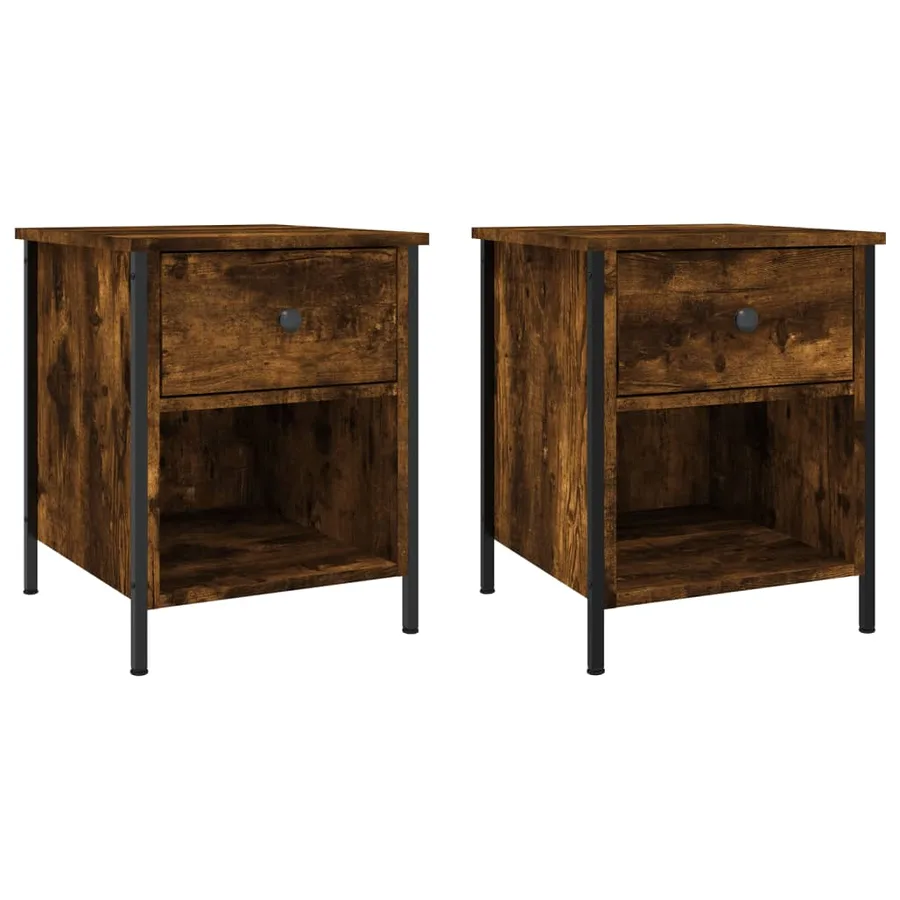 Tables de chevet 2 pcs chêne fumé 40x42x50 cm bois ingénierie - 2