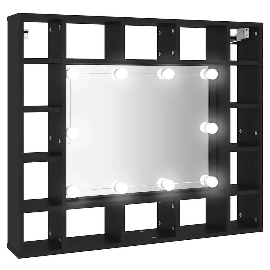 Armoire à miroir à LED noir 91x15x76,5 cm - 2