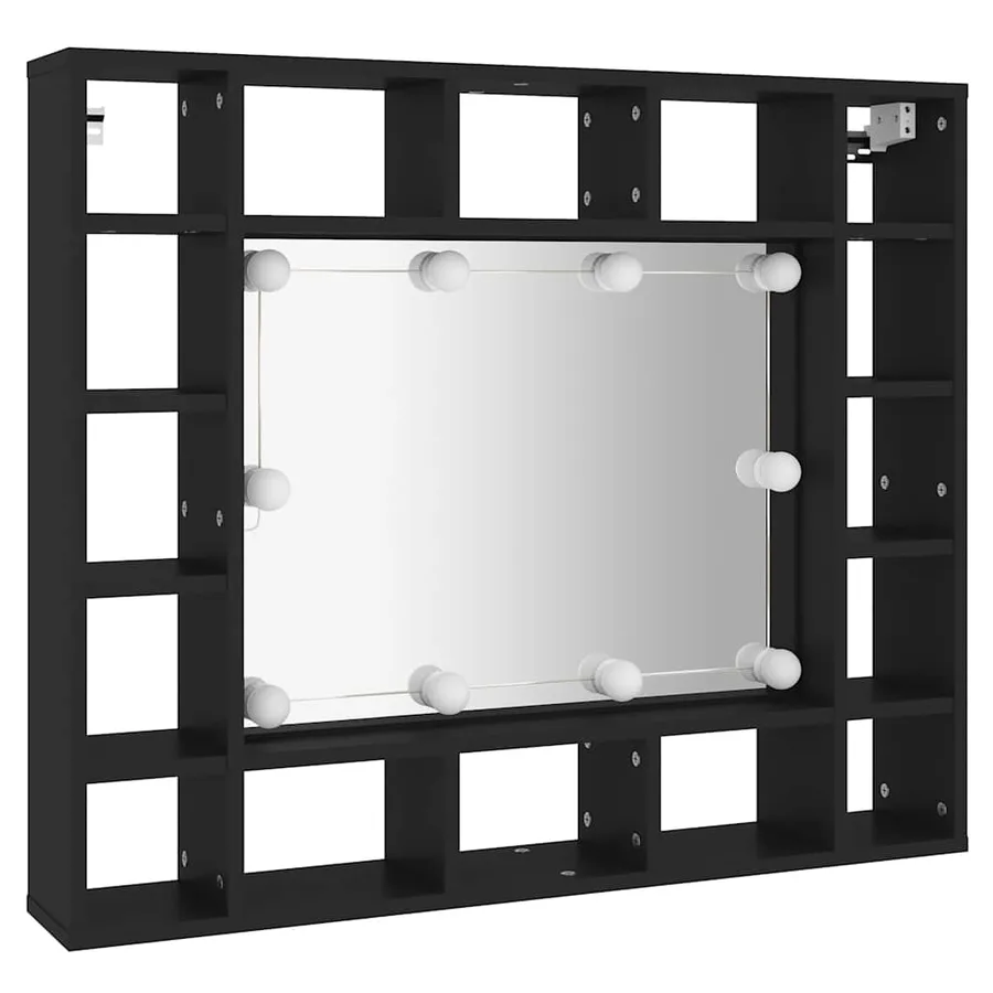 Armoire à miroir à LED noir 91x15x76,5 cm - 6