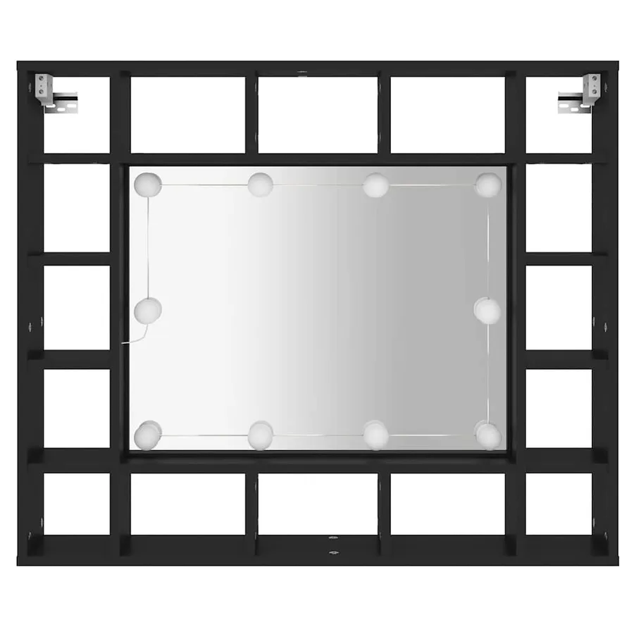 Armoire à miroir à LED noir 91x15x76,5 cm - 7