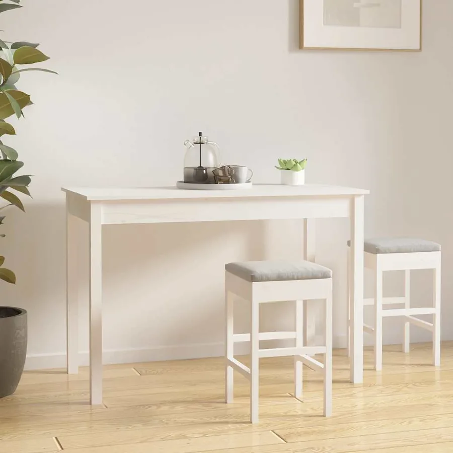 Table à manger Blanc 110x55x75 cm Bois massif de pin