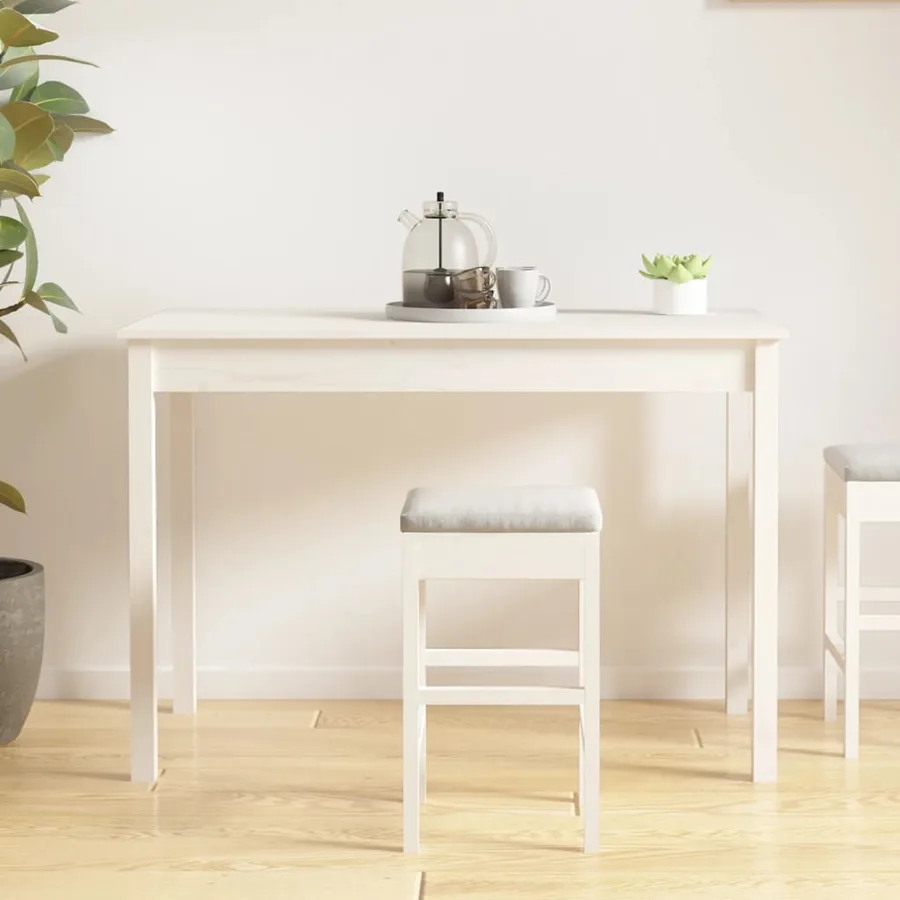 Table à manger Blanc 110x55x75 cm Bois massif de pin - 5