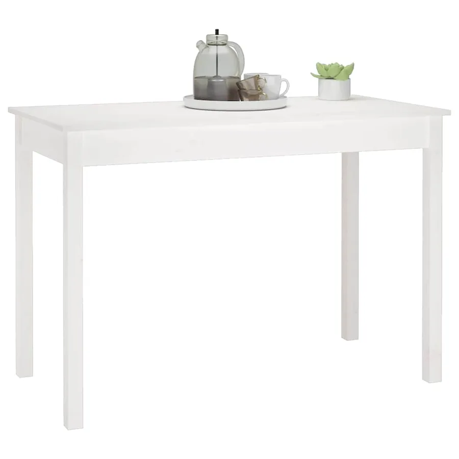 Table à manger Blanc 110x55x75 cm Bois massif de pin - 6