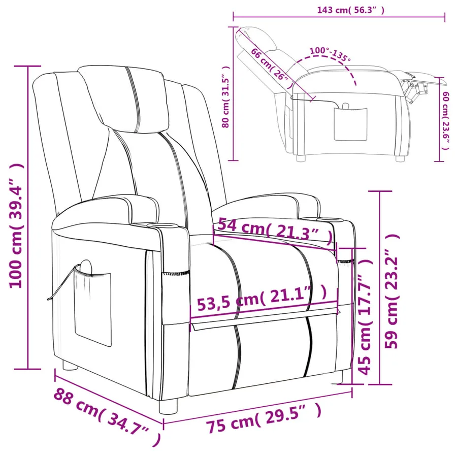 Fauteuil électrique de massage Crème blanc Similicuir - 14