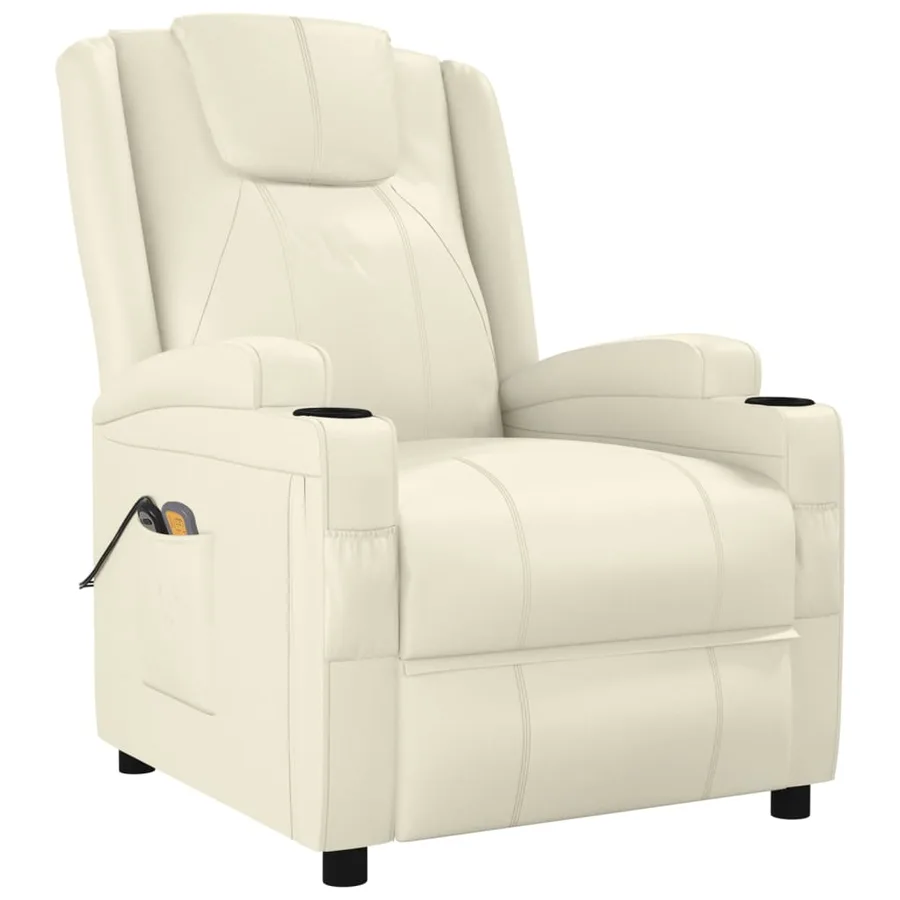 Fauteuil électrique de massage Crème blanc Similicuir - 3