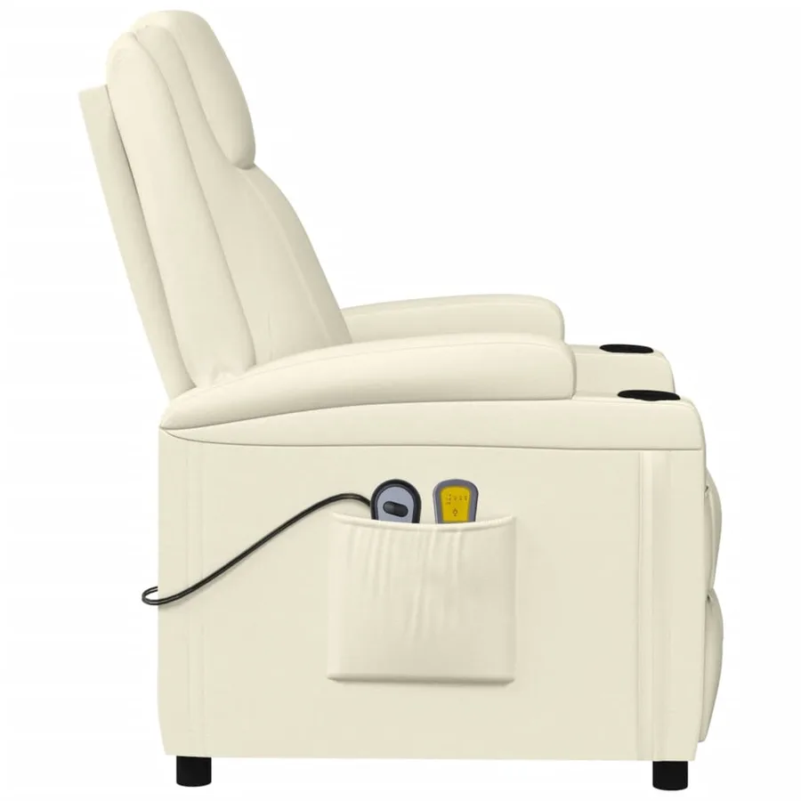 Fauteuil électrique de massage Crème blanc Similicuir - 5