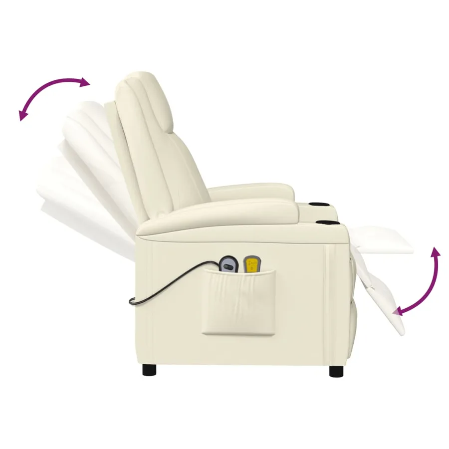 Fauteuil électrique de massage Crème blanc Similicuir - 7