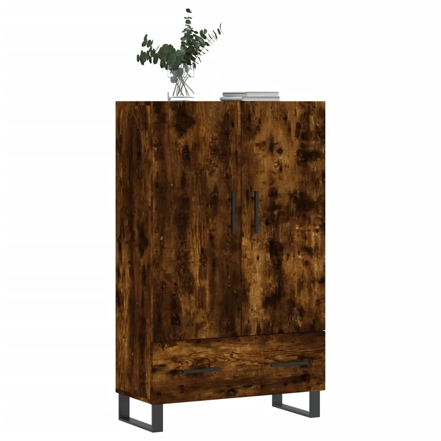 Buffet haut chêne fumé 69,5x31x115 cm bois d'ingénierie - 3
