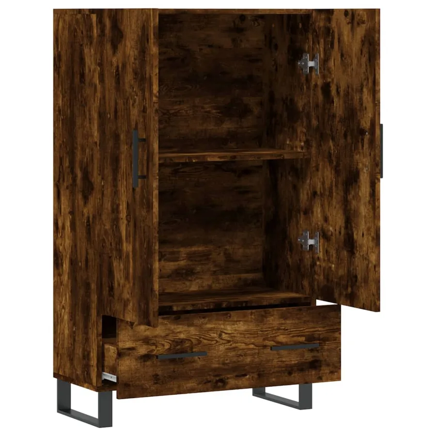 Buffet haut chêne fumé 69,5x31x115 cm bois d'ingénierie - 5