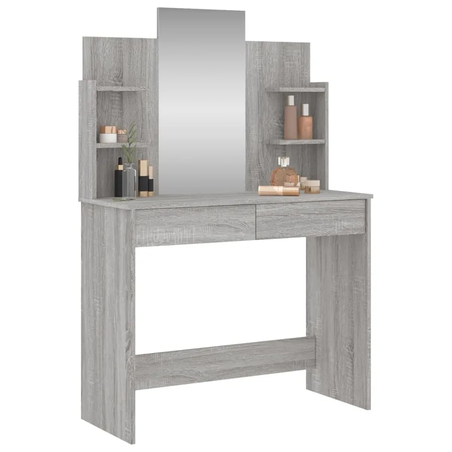 Coiffeuse avec miroir sonoma gris 96x39x142 cm - 3