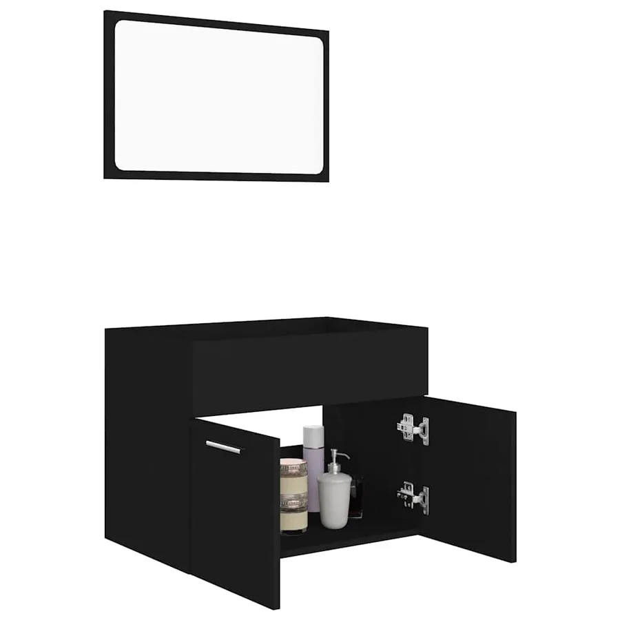 Ensemble de meubles salle de bain 2 pcs Noir Bois d'ingénierie - 4