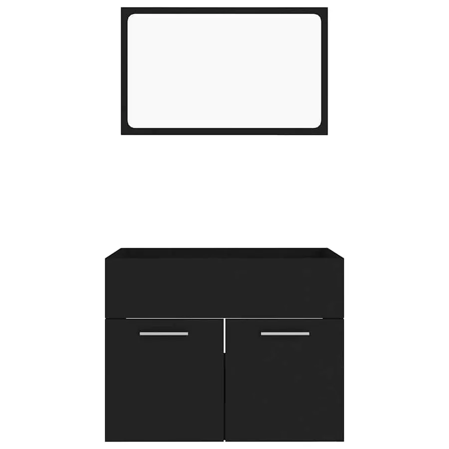 Ensemble de meubles salle de bain 2 pcs Noir Bois d'ingénierie - 5