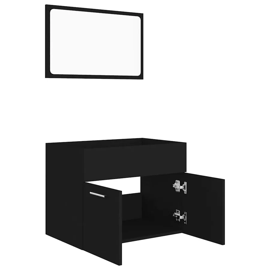 Ensemble de meubles salle de bain 2 pcs Noir Bois d'ingénierie - 6