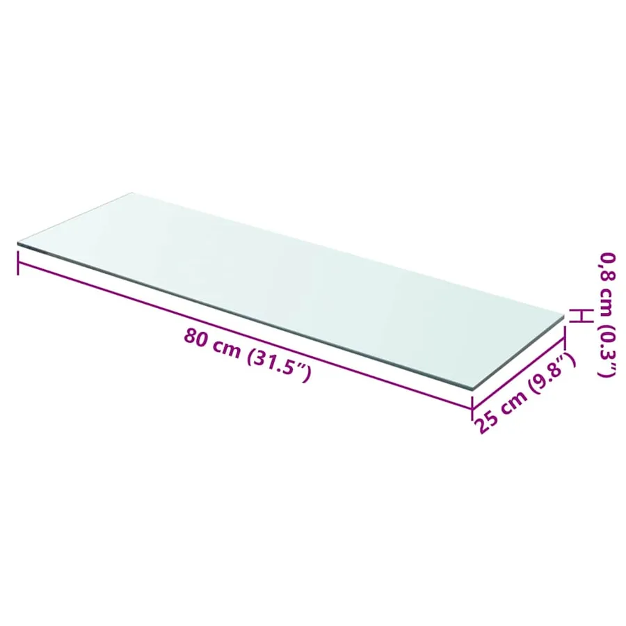 Panneau pour étagère Verre transparent 80 x 25 cm - 3
