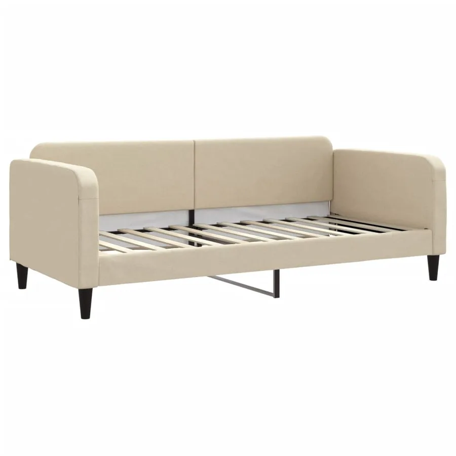 Lit de jour avec gigogne et matelas crème 90x200 cm tissu - 4