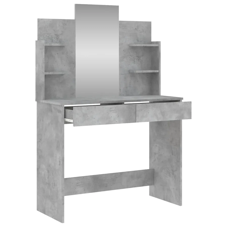 Coiffeuse avec miroir gris béton 96x39x142 cm - 5
