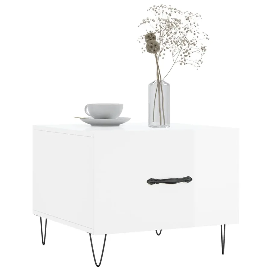 Tables basses 2 pcs blanc brillant 50x50x40cm bois d'ingénierie - 3