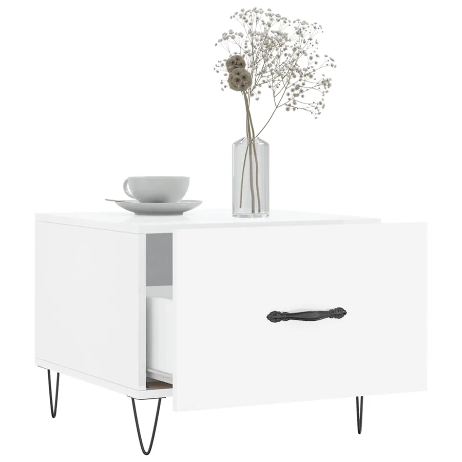 Tables basses 2 pcs blanc brillant 50x50x40cm bois d'ingénierie - 4