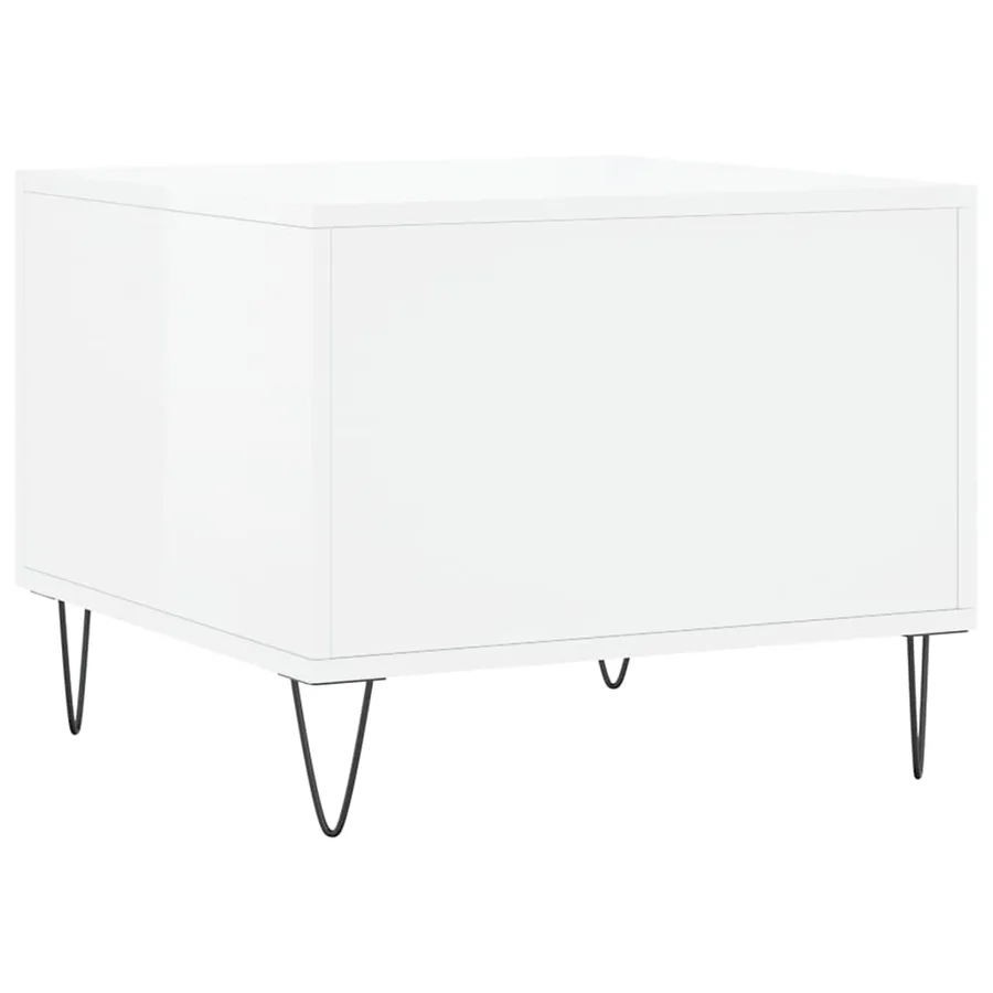 Tables basses 2 pcs blanc brillant 50x50x40cm bois d'ingénierie - 9