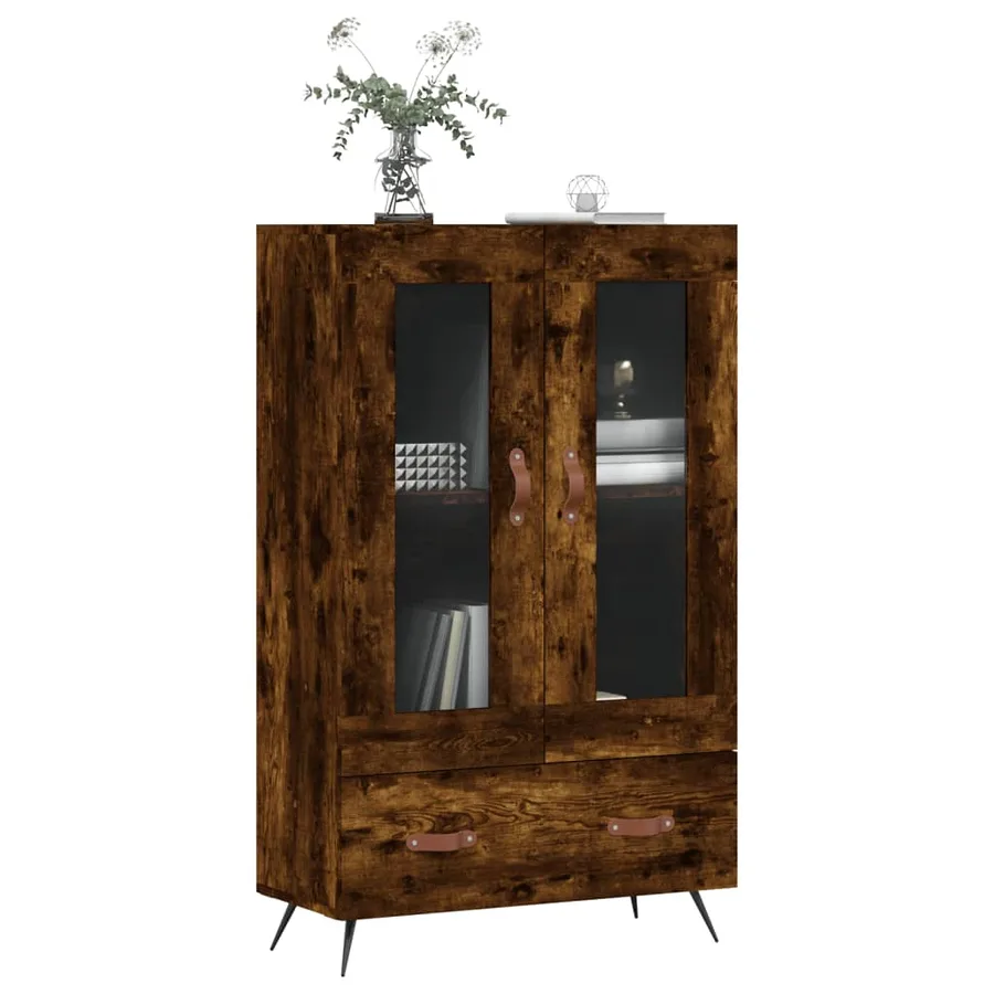 Buffet haut chêne fumé 69,5x31x115 cm bois d'ingénierie - 3