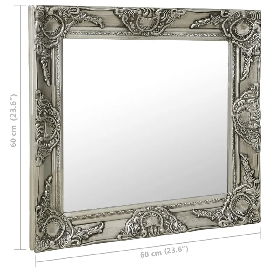 Miroir mural style baroque 60x60 cm Argenté - 6
