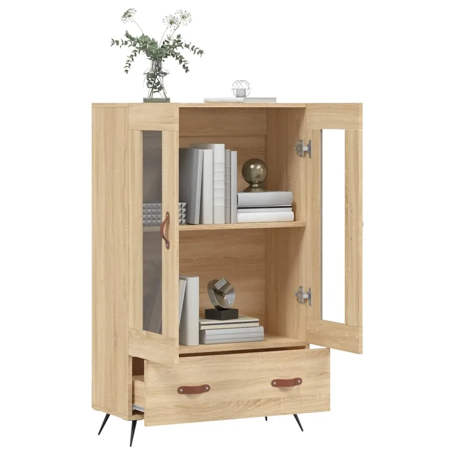 Buffet haut chêne sonoma 69,5x31x115 cm bois d'ingénierie - 4