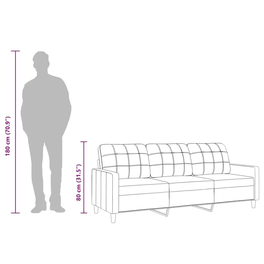 Canapé à 3 places Marron 180 cm Tissu - 9