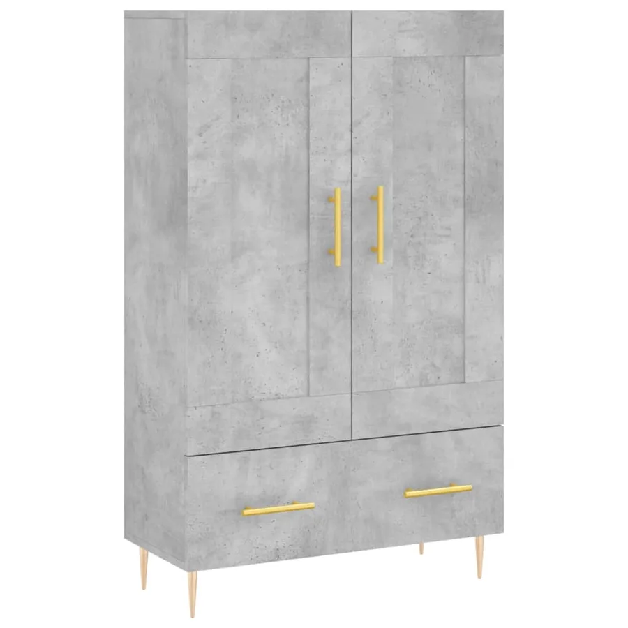 Buffet haut gris béton 69,5x31x115 cm bois d'ingénierie - 2