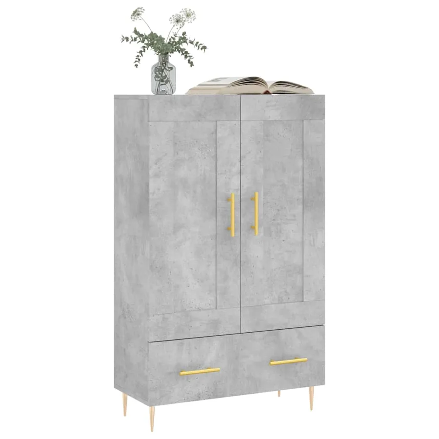 Buffet haut gris béton 69,5x31x115 cm bois d'ingénierie - 3