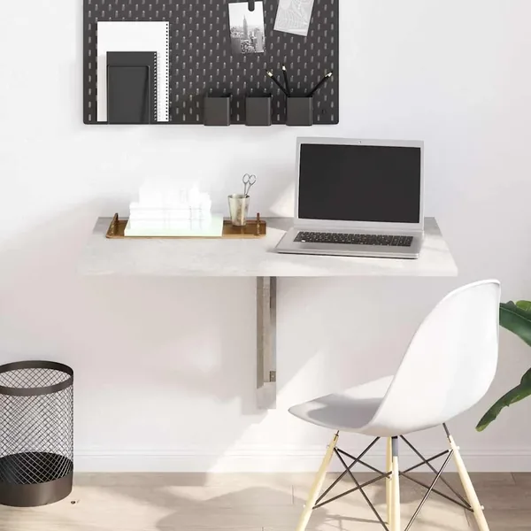 Table murale pliable Gris béton 100x60x56 cm Bois d'ingénierie