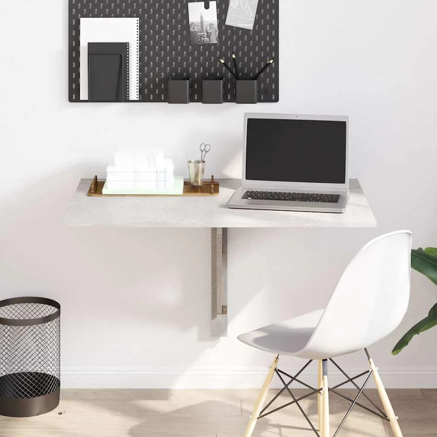 Table murale pliable Gris béton 100x60x56 cm Bois d'ingénierie