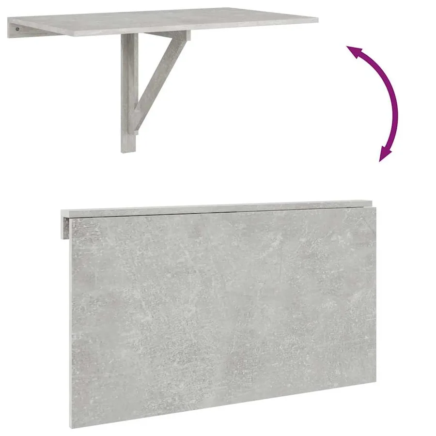 Table murale pliable Gris béton 100x60x56 cm Bois d'ingénierie - 8