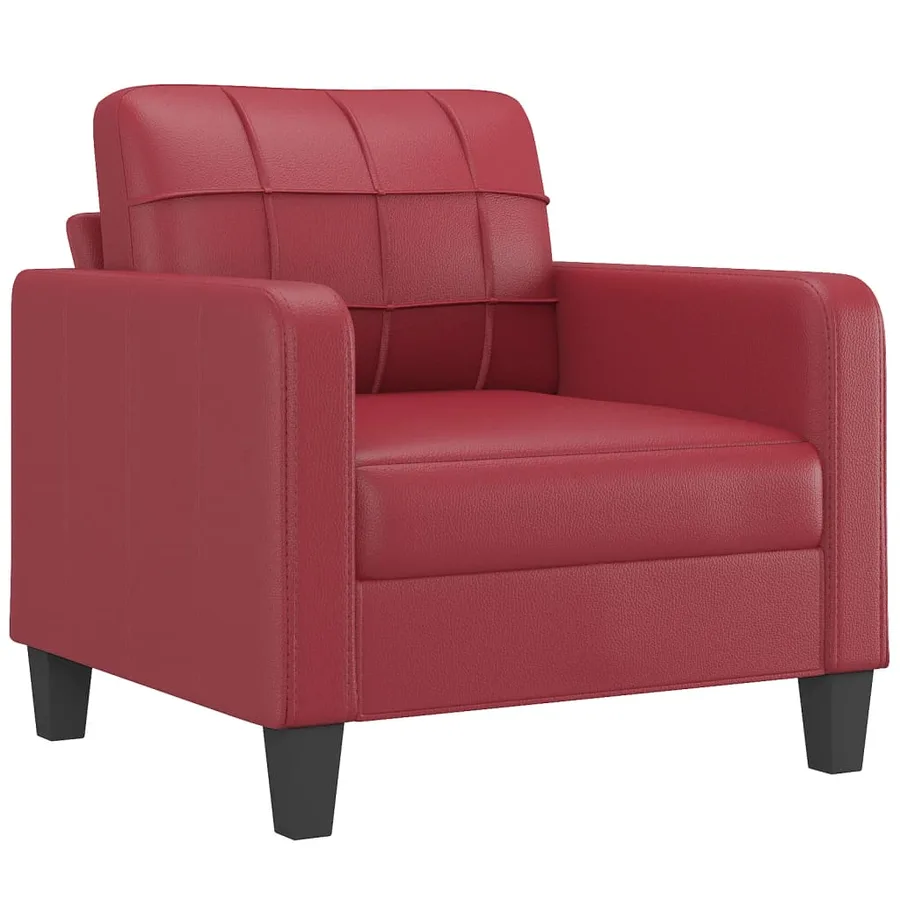 Ensemble de canapés 3 pcs et coussins Rouge bordeaux Similicuir - 3