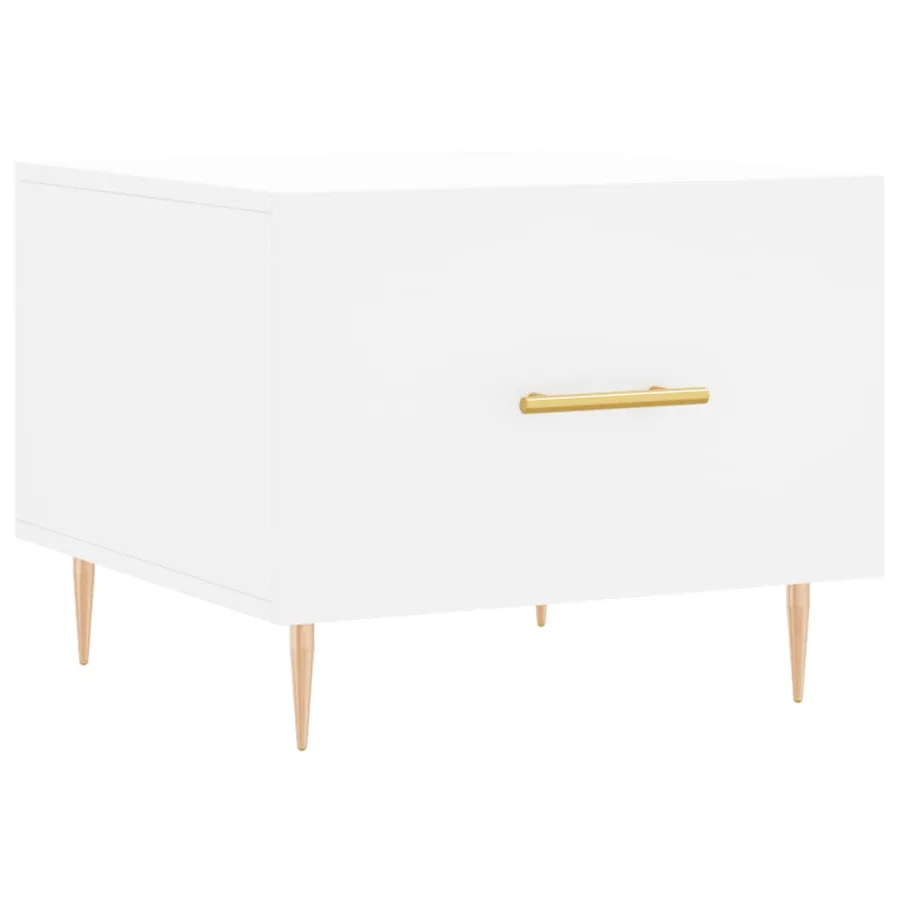 Table basse blanc 50x50x40 cm bois d'ingénierie - 2