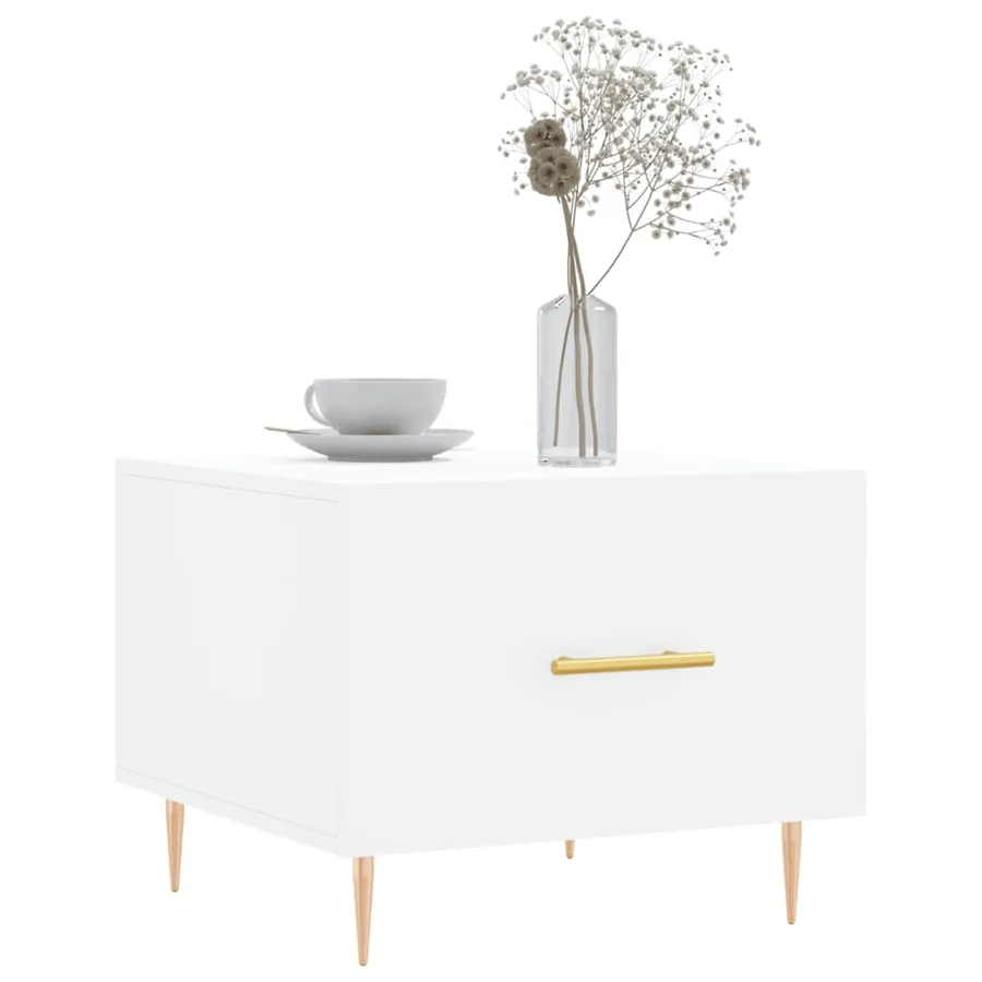 Table basse blanc 50x50x40 cm bois d'ingénierie - 3