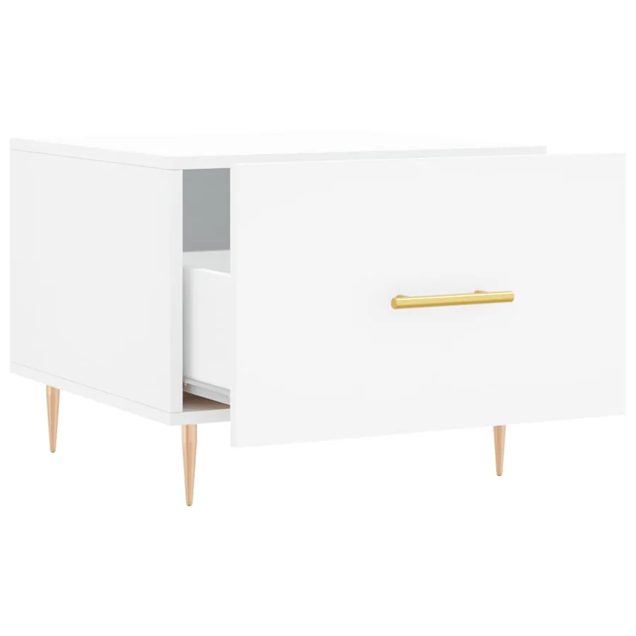 Table basse blanc 50x50x40 cm bois d'ingénierie - 6
