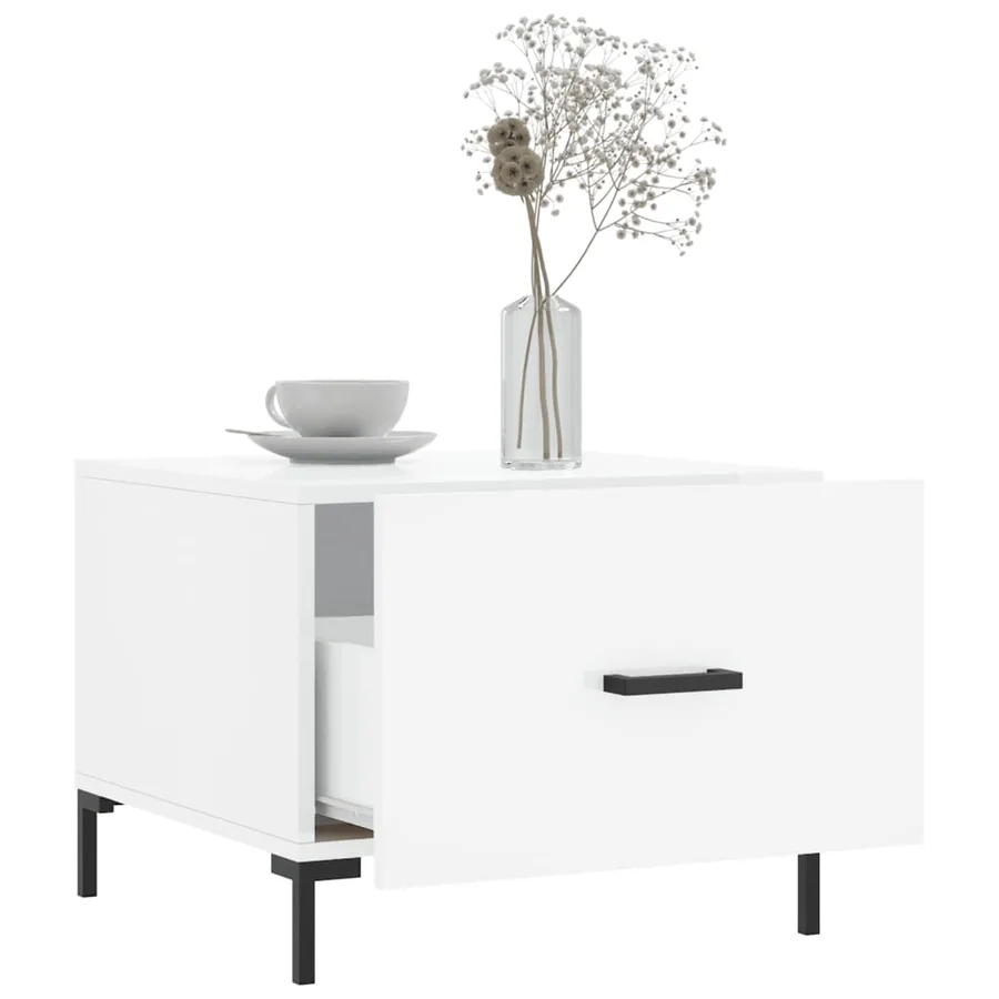 Tables basses 2 pcs blanc brillant 50x50x40cm bois d'ingénierie - 4