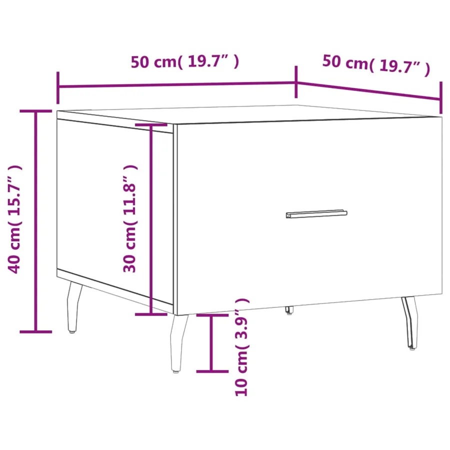 Table basse gris béton 50x50x40 cm bois d'ingénierie - 12