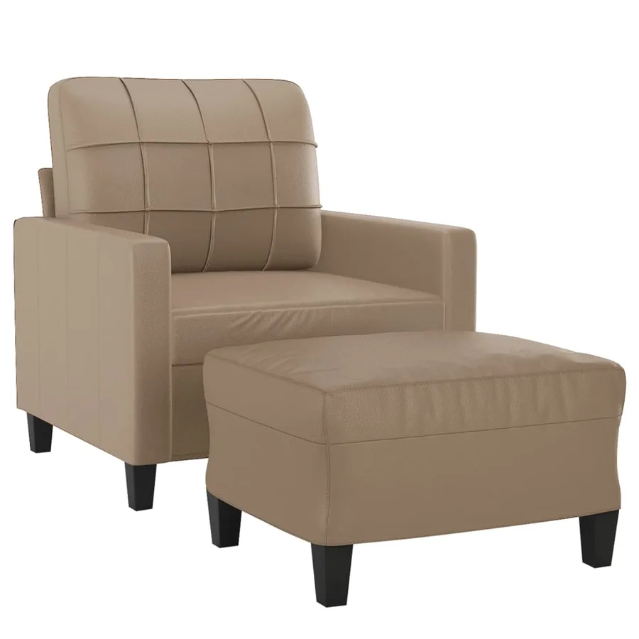 Fauteuil avec repose-pied Cappuccino 60 cm Similicuir - 3
