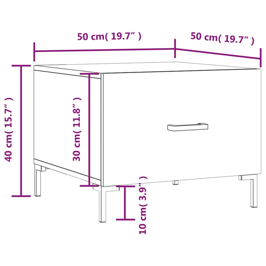 Table basse Noir 50x50x40 cm Bois d'ingénierie - 12