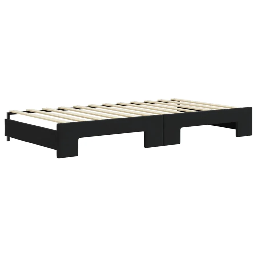 Lit de jour avec gigogne sans matelas noir 100x200 cm - 6