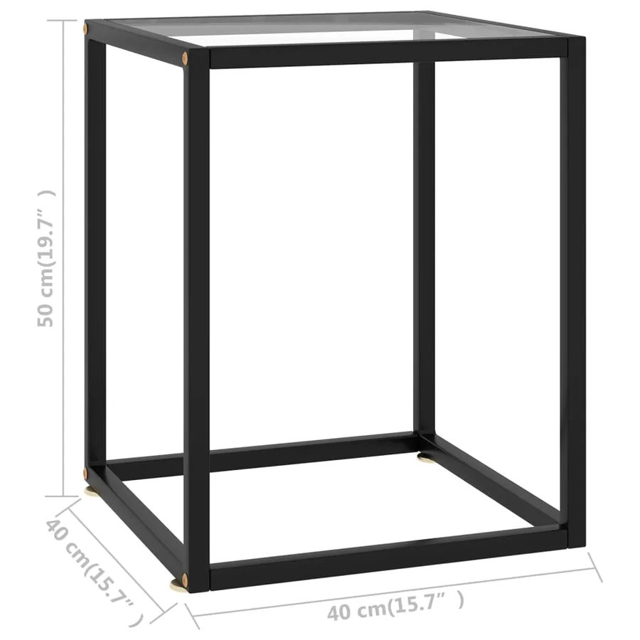 Table basse Noir avec verre trempé 40x40x50 cm - 5